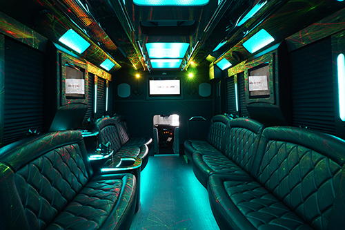 disco lights on a party bus